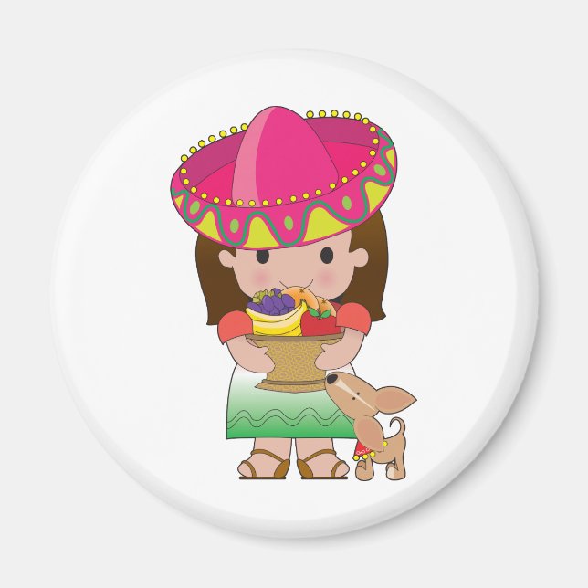 Imán Chica mexicano y perro (Frente)