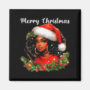 Imán Chica negra africana divertida Navidad americana M