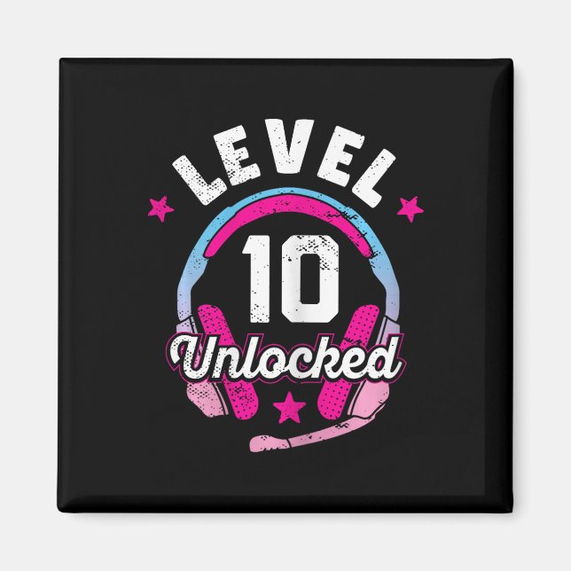 Imán Chica Nivel 10 Videojuego desbloqueado 10 cumpleañ (Frente)