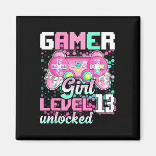Imán Chica Nivel 13 Videojuego desbloqueado 13 cumpleañ