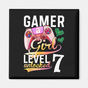Imán Chica Nivel 7 Videojuego desbloqueado 7º cumpleaño