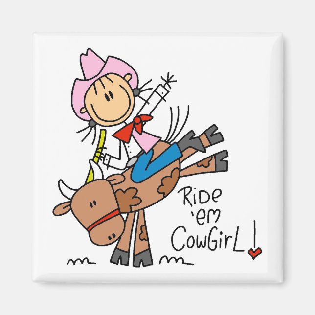 Imán Chica pala monta Em Cowgirl Tshirts y regalos (Frente)
