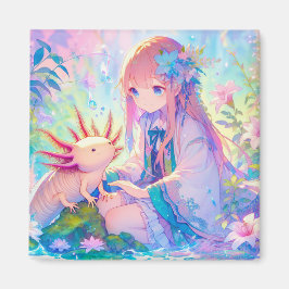 Imán Chica Pastel Anime y un Axolotl personalizado