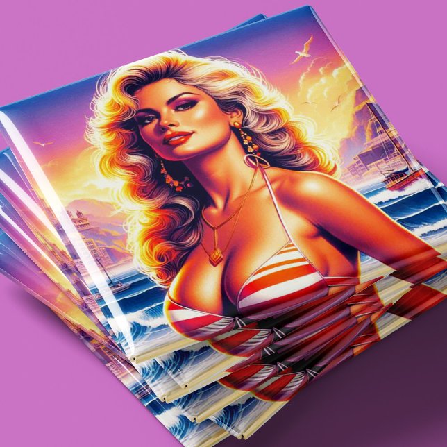 Imán Chica pin-up de playa caliente de los 80 (Subido por el creador)