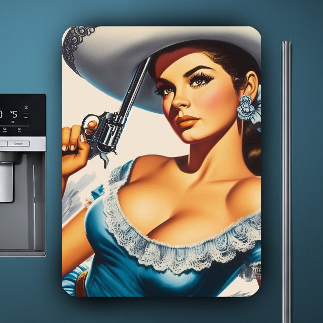 Imán Chica pin-up del Oeste Salvaje Retro (Subido por el creador)