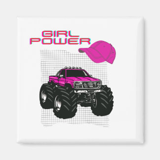 Imán Chica Power Pink Monster Truck Square Magnet