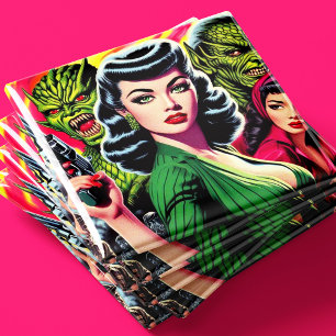 Imán Chica Pulp de Terror de Ciencia Ficción Vintage