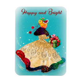 Imán Chica purpurina de oro de la caja de regalo de Nav