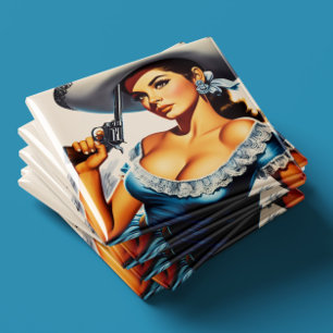 Imán Chica Retro del Salvaje Oeste
