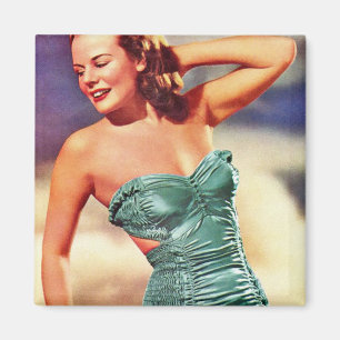 Imán Chica retro del traje de baño de los años 40 del