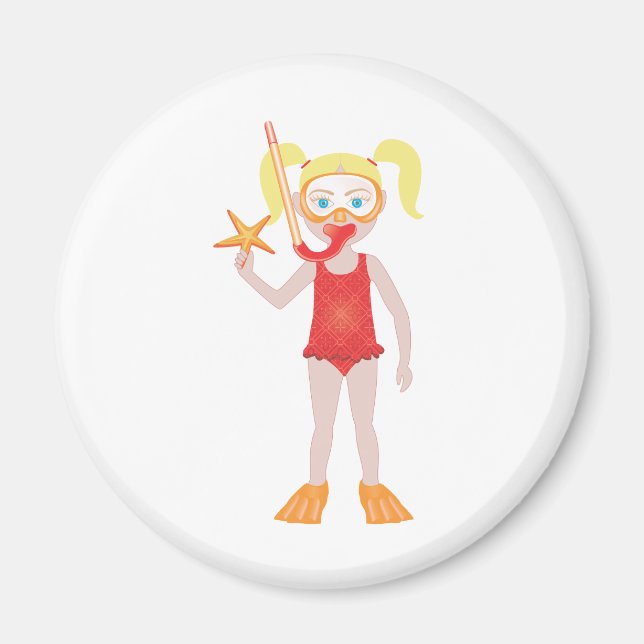 Imán Chica Rubia con Tubo de Snorkel (Frente)