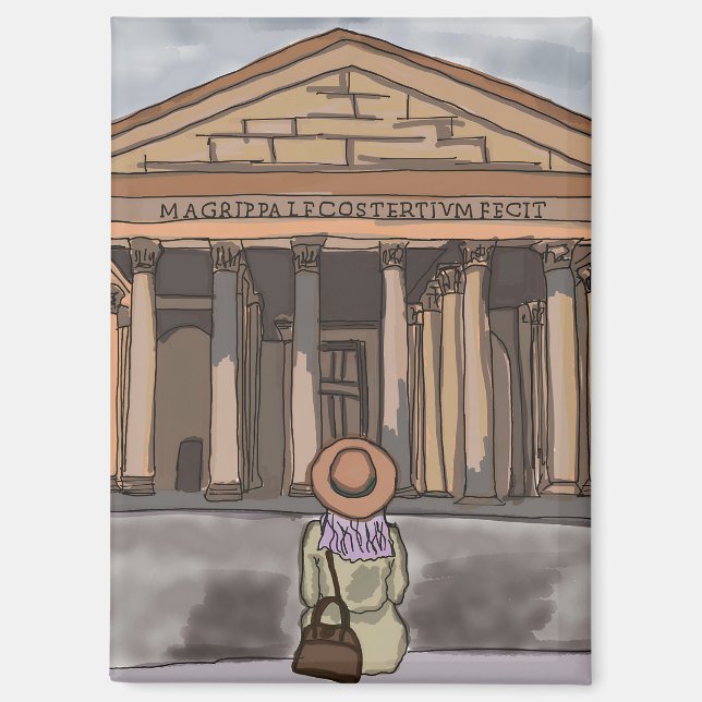 Imán Chica sentado frente al Panteón en Roma. (Anverso)