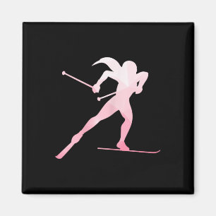 Imán Chica Silhouette Cross Country Skiter Winter Sport