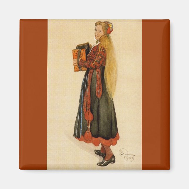 Imán Chica sueco jugando acordeón (Frente)