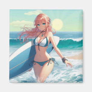 Imán Chica surfista de anime costero/naútico/tropical