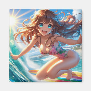 Imán Chica surfista de anime costero/naútico/tropical