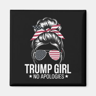 Imán Chica Trump desordenado Bandera estadounidense hun
