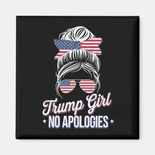 Imán Chica Trump Sin Disculpas Moño Desordenado Retro V