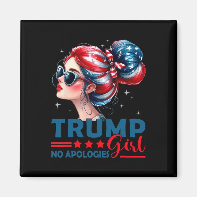 Imán Chica Trump Sin Disculpas Moño Desordenado Soltero (Frente)