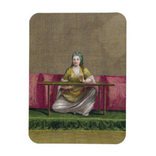 Imán Chica turco, bordando, siglo XVIII (engravin