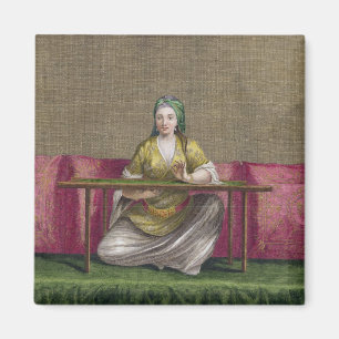 Imán Chica turco, bordando, siglo XVIII (engravin