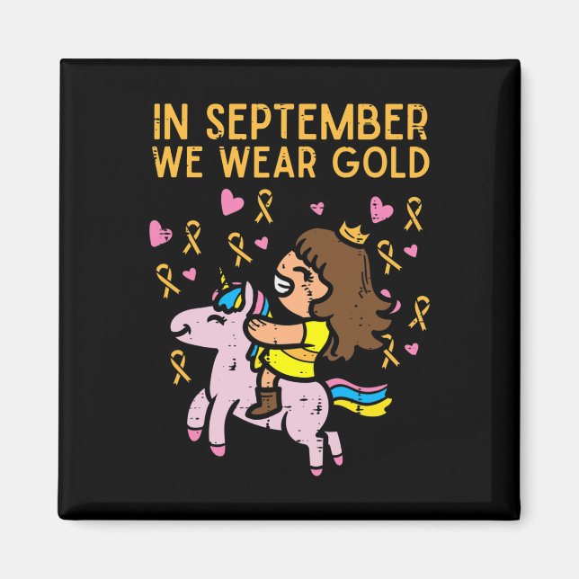 Imán Chica Unicornio septiembre usa cáncer infantil de  (Frente)