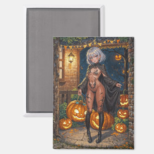 Imán Chica valiente de Halloween Truco o trato Pintura 