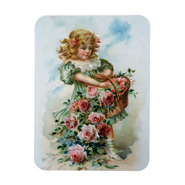 Imán Chica victoriano con Rosas (Vertical)
