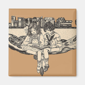 Imán Chica y lectura de niños