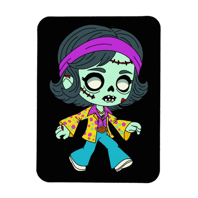 Imán Chica zombie de los 70 (Vertical)