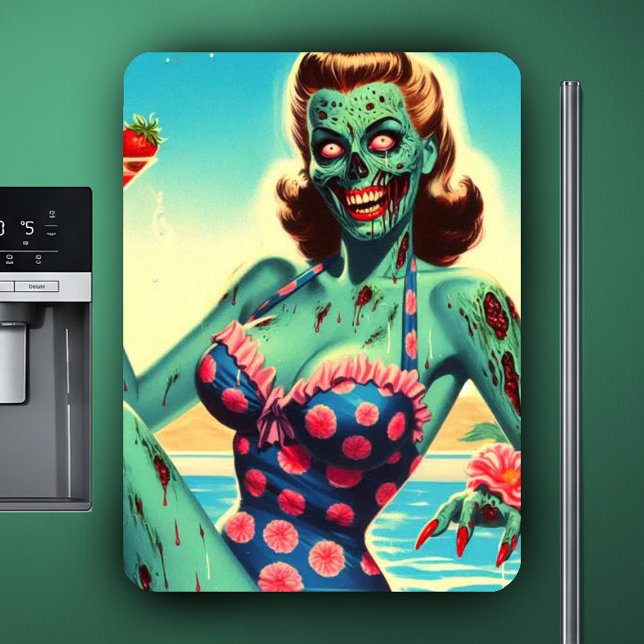 Imán Chica Zombie de Playa Vintage (Subido por el creador)