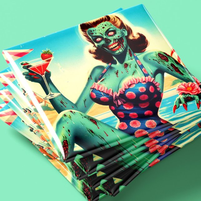 Imán Chica zombie de playa vintage (Subido por el creador)