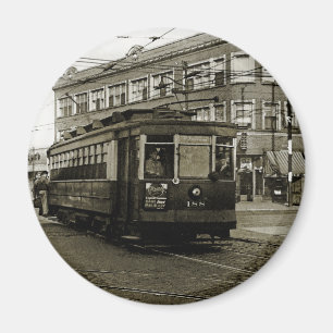 IMÁN CHICAGO 63RD AND WESTERN 1952 TROLLEY ART SEPIA