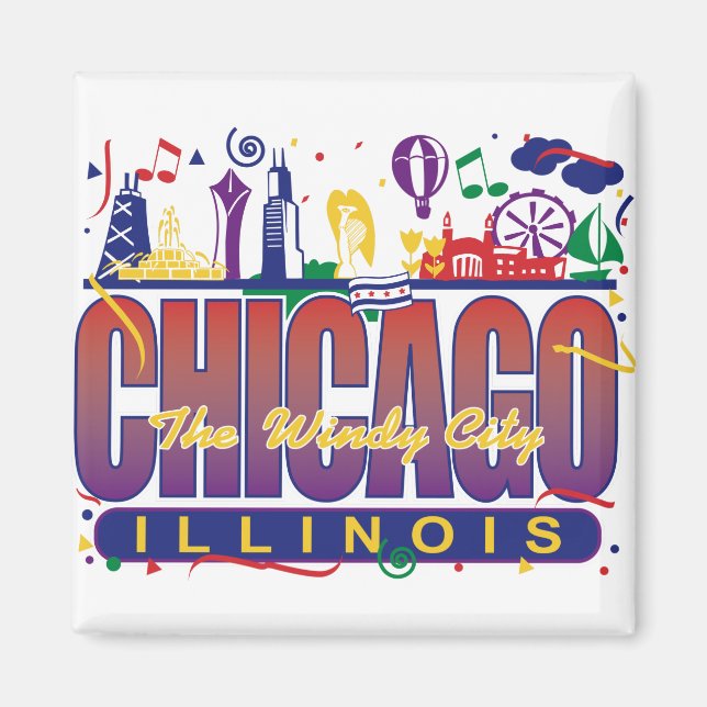 Imán Chicago Confetti (Frente)