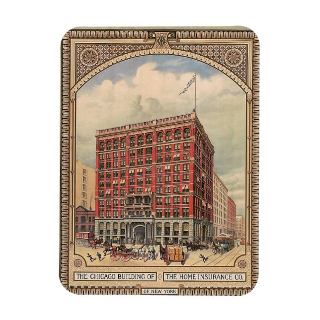 Imán Chicago, Edificio de Seguros Domésticos, Vintage (Vertical)