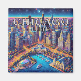Imán Chicago Illinois 3 Souvenir Fridge Magnet