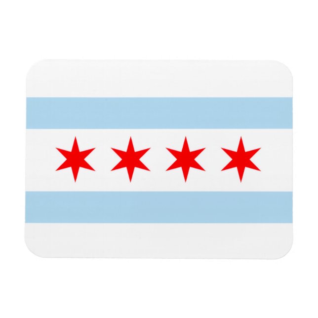 Imán Chicago Illinois 4 Estrellas Viaje Vintage (Horizontal)