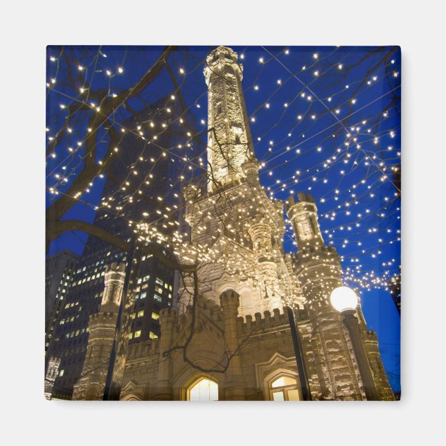 Imán Chicago, Illinois, torre de agua vieja con día de (Frente)