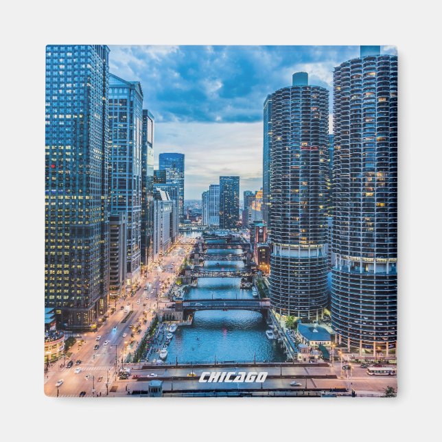 Imán Chicago Skyline River City (Frente)
