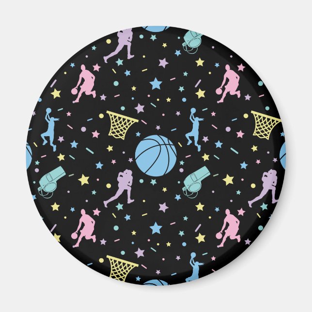 Imán Chicas Baloncestistas - Patrón de estrellas (Frente)