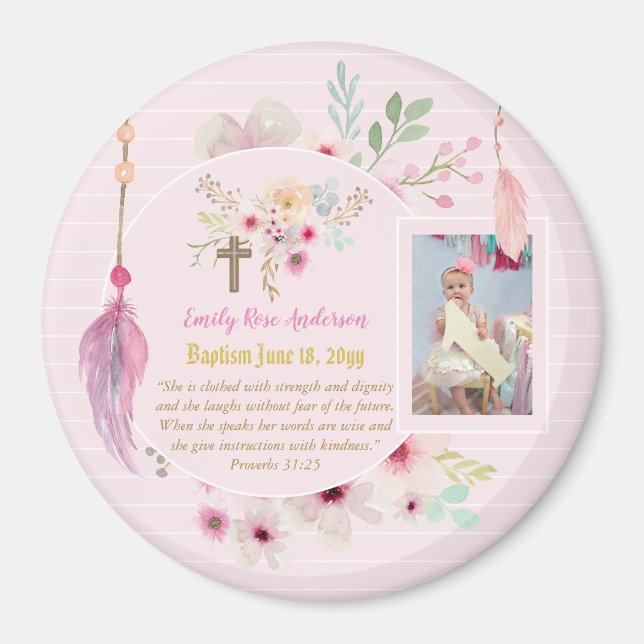 Imán Chicas BAPTISM, regalo fotográfico con verso bíbli (Frente)