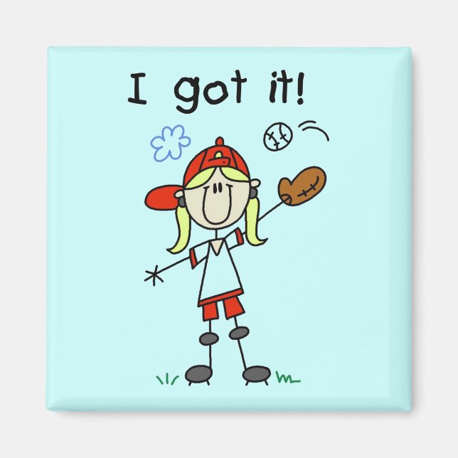 Imán Chicas Béisbol, tengo camisetas y regalos (Frente)