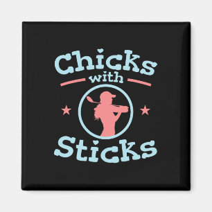 Imán Chicas Con Club Femenino De Golf Sticks