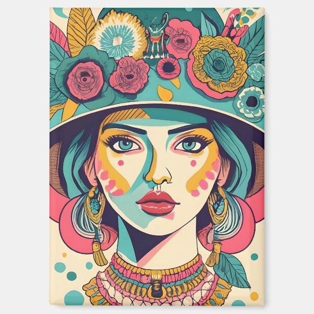 Imán chicas con gorras (Anverso)