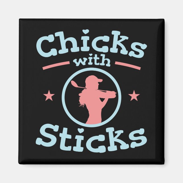 Imán Chicas con mujeres de golf Sticks (Frente)