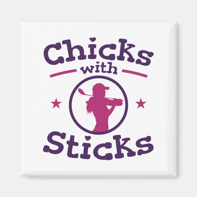 Imán Chicas con Sticks Golf Golfing Golfer Women (Frente)