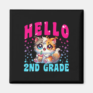 Imán Chicas Cute Hello De 2º Grado Cat Para El Primer D