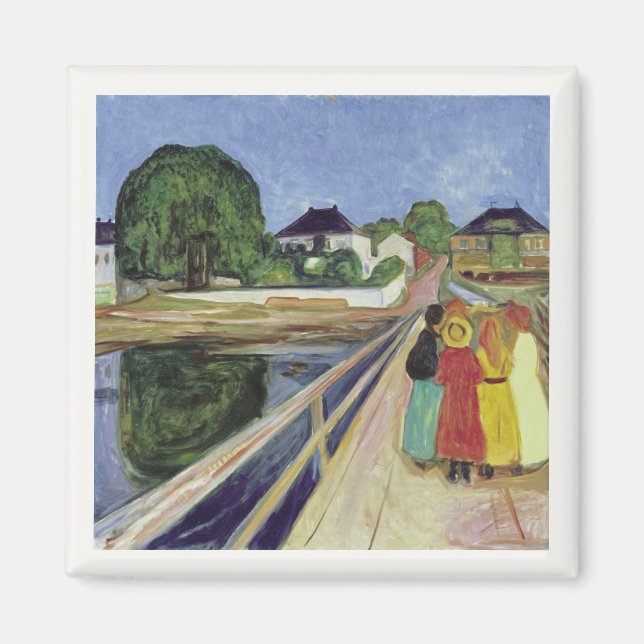 Imán Chicas de Edvard Munch Painting en el puente (c 19 (Frente)