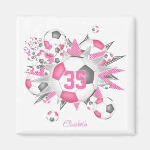 Imán chicas de fútbol personalizado explosión de pelota