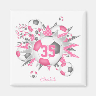 Imán chicas de fútbol personalizado explosión de pelota